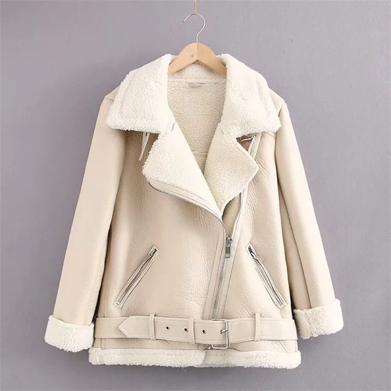 

2019 autumn women's PU fur motorcycle slim coat