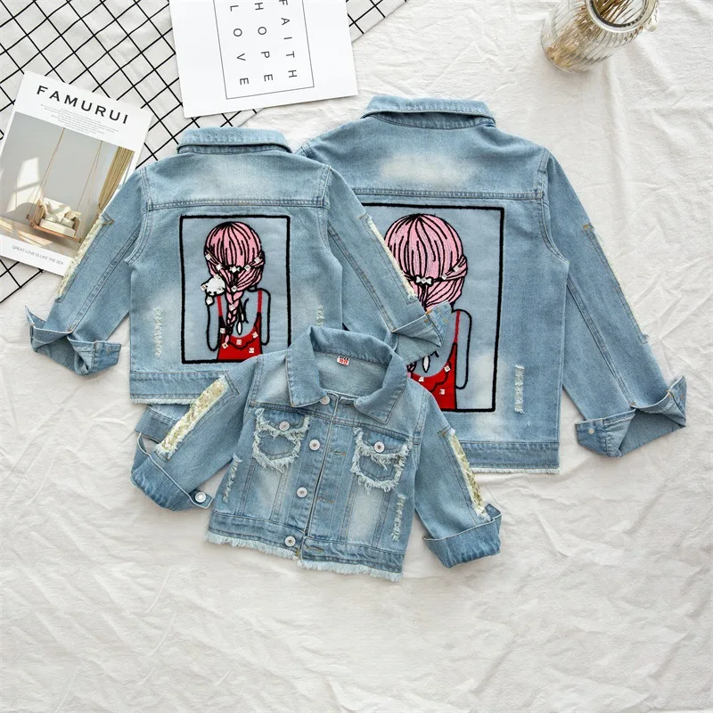 

Spring New Kids Clothes Children Girls Jackets Long Sleeves Buttons Coats Pocket Autumn Girl Comfortable Denim Outerwear