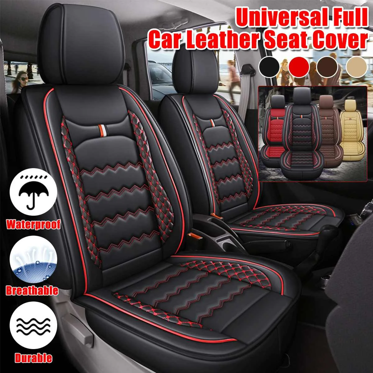 

Audew Front Seat Cover Wearproof PU Leather Car Seat Cover Universal for 5-seat/7-seat Car Decoration And Protection Seats