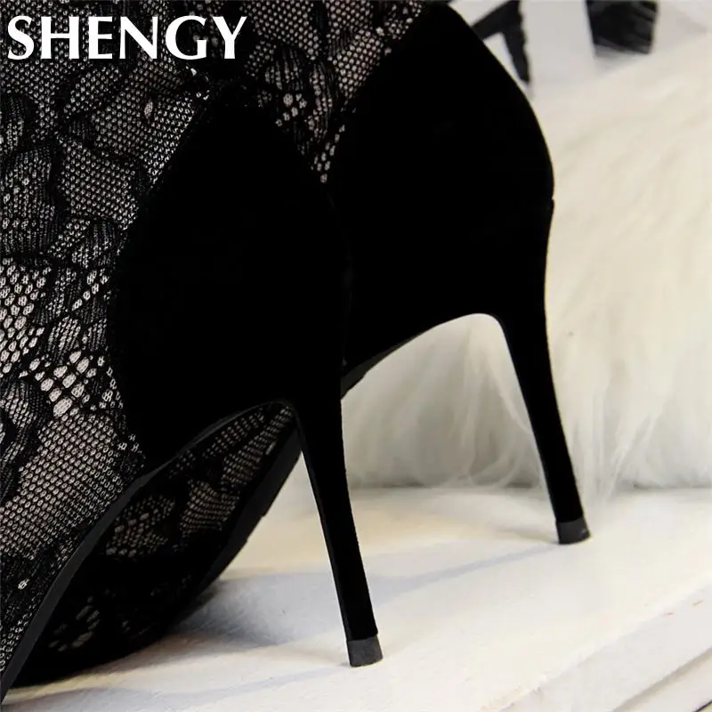 2021 модные женские туфли-лодочки на высоком каблуке Женская обувь черного цвета