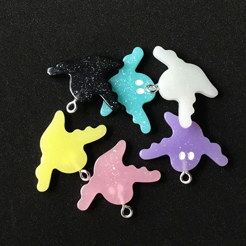 10 шт. Симпатичные разноцветные каучуковые Подвески летучая мышь и призрак для