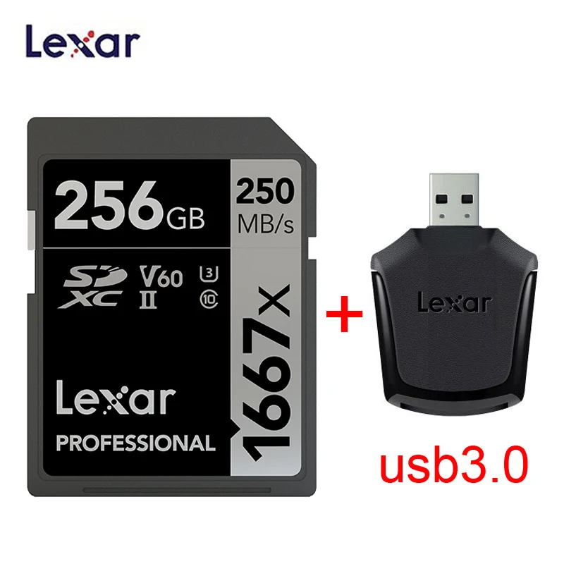 Lexar SD карты 1667X 250 МБ/с. 64 Гб 128 256 SDXC UHS-II U3 флэш-карта памяти для 3D 4K цифровой Камера