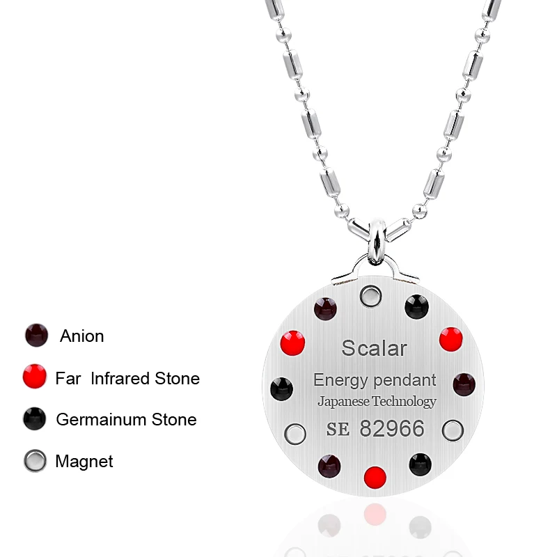 Ebuty Newest Steel Pendant Metal Men Necklace Lava Jewelry Magnetic Health Charms High Quality Gift Box