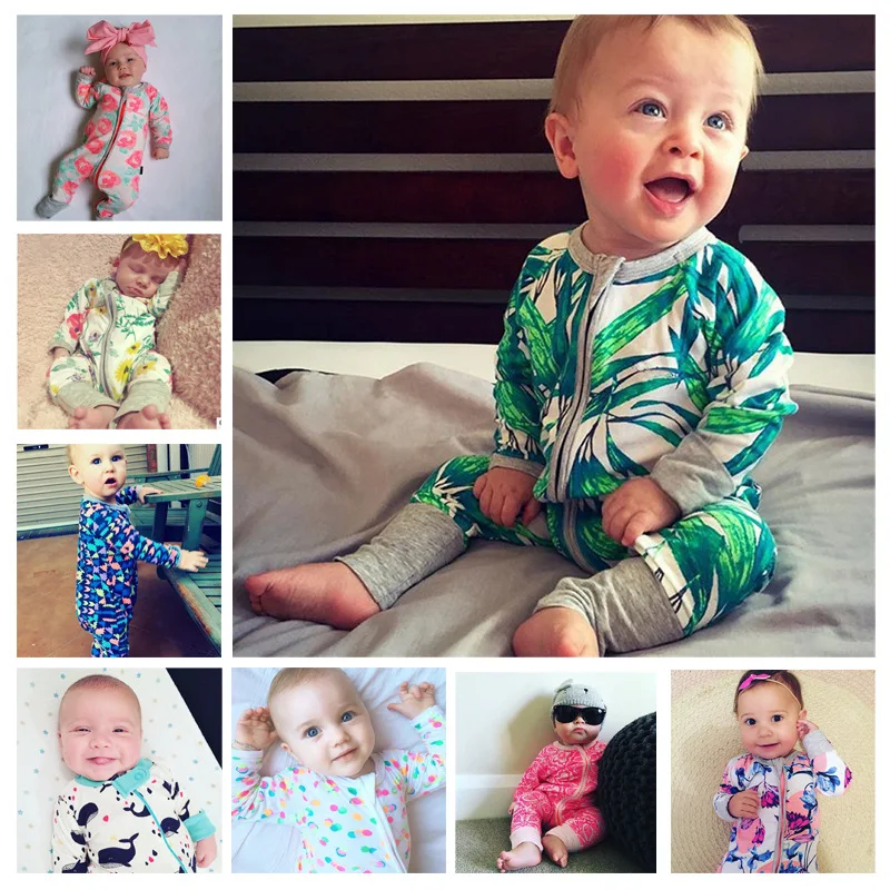 

Newborn long sleeve jumpsuit cotton clothes girl Print baby rompers newborn pajamas set for boys kids children clothing pants