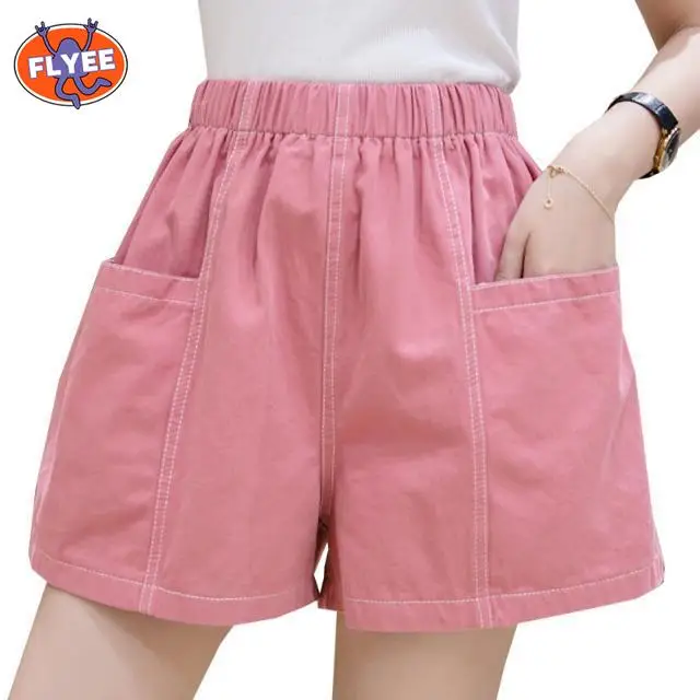 

Summer High Waist Flared Shorts Women Harajuku Korean Style Sport Shorts Joggers Women Sweatpants Straight Elastic Trousers