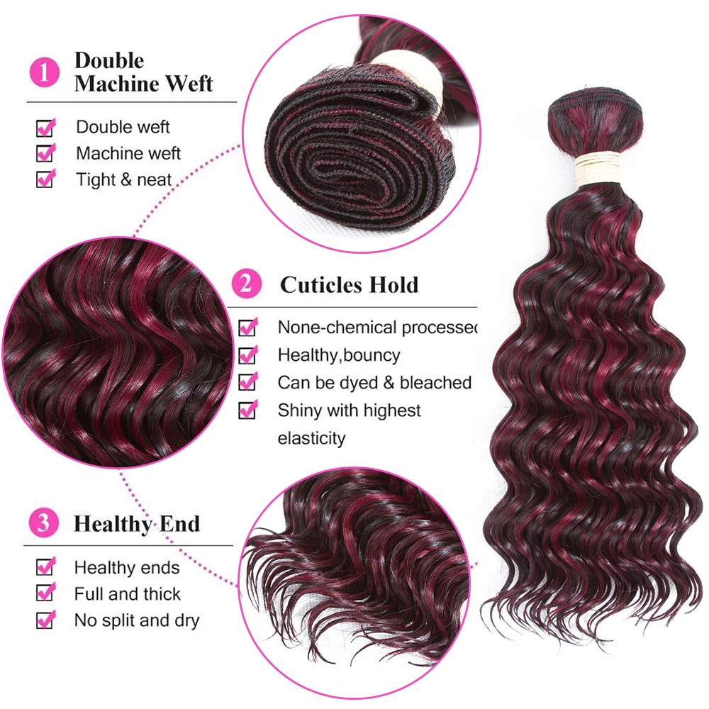 

Highlight Deep Wave Human Hair Bundles Curly Deep Brazilian Hair Weave Bundles Long Hair Extension Brazilian Human Hair Bundles