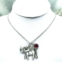 new elephant necklaceivory stone and birthstone paisley elephant elephant jewelry elephant birthstone necklace
