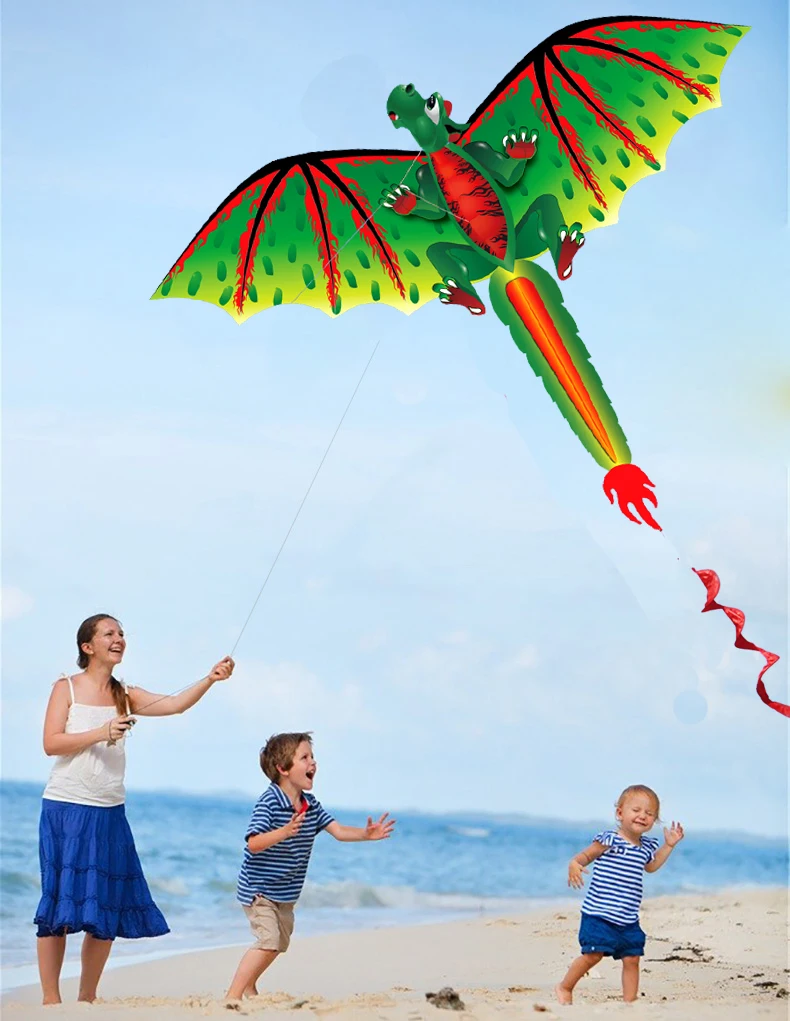 Детский игрушечный воздушный змей креативный с рисунком летающего дракона