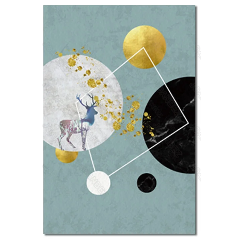 

Abstract Style Canvas Material Moon Shape and Elk Rectangle Creative Background Poster Living Room Furniture Sofa Art Decorative