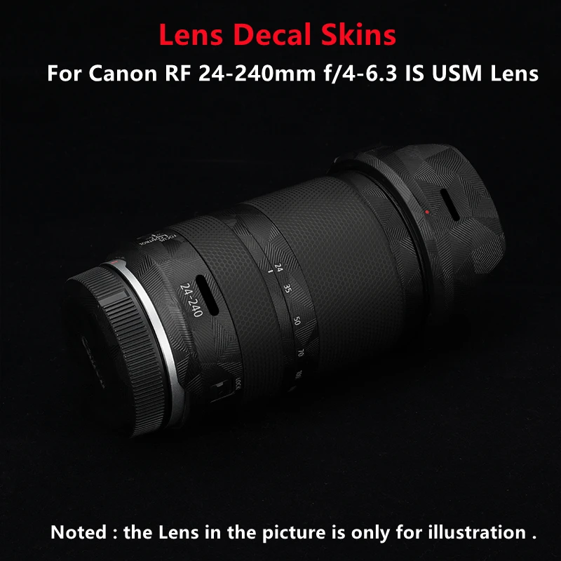 Peles do Envoltório do Vinil da Lente para Canon Protetor do Revestimento é a Lente de Usm 4-6.3 Adesivos Decalque Capa Filme Pele Rf24-240 rf 24-240mm f –