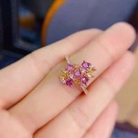 kjjeaxcmy fine jewelry s925 sterling silver inlaid natural gemstone garnet girl luxury ring support test chinese style