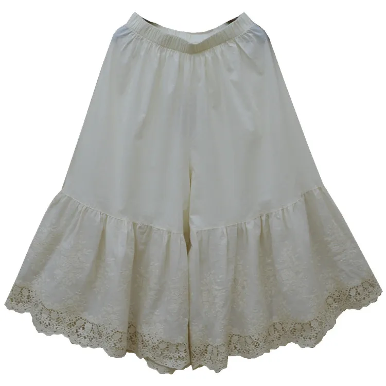 Женские кружевные хлопковые леггинсы в стиле ретро с вышивкой и эластичной