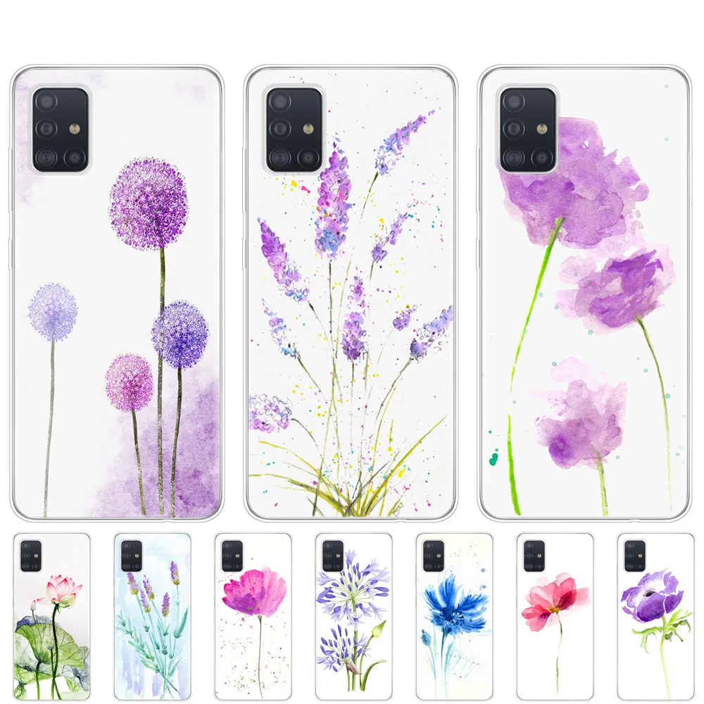 Чехол для samsung galaxy A31 A41 A51 A71 A01 A81 A91 A30S A20S A50S M30S M40S акварельный цветок Одуванчик