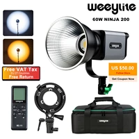 weeylite ninja200 60w led video light photography lamp studio light silent portable bi color app control for photos live outdoor