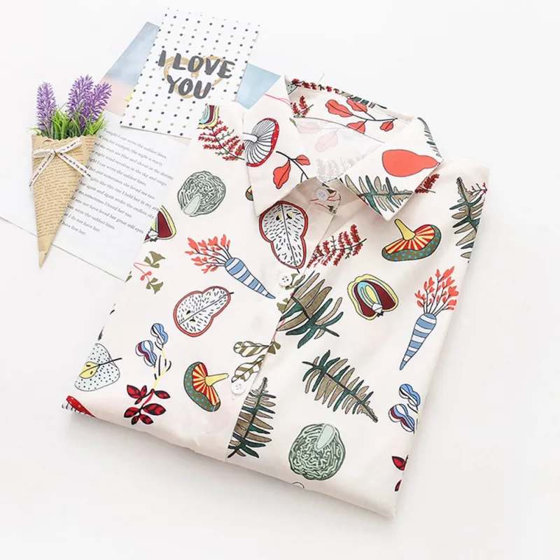 Женские хлопковые длинные рубашки с винтажным цветочным принтом рубашка