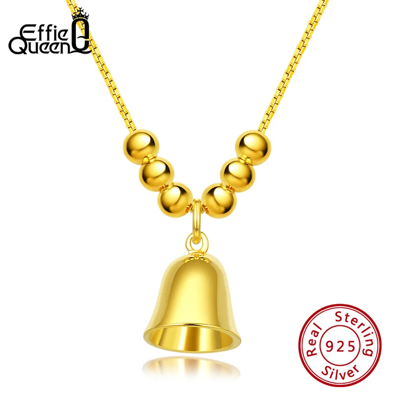 Effie queen ожерелья из стерлингового серебра 925 Jingle подвеска-колокольчик с Круглые шарики для ювелирных украшений для женщин девочек Рождественский подарок TSN166 - Цвет камня: SN166-G