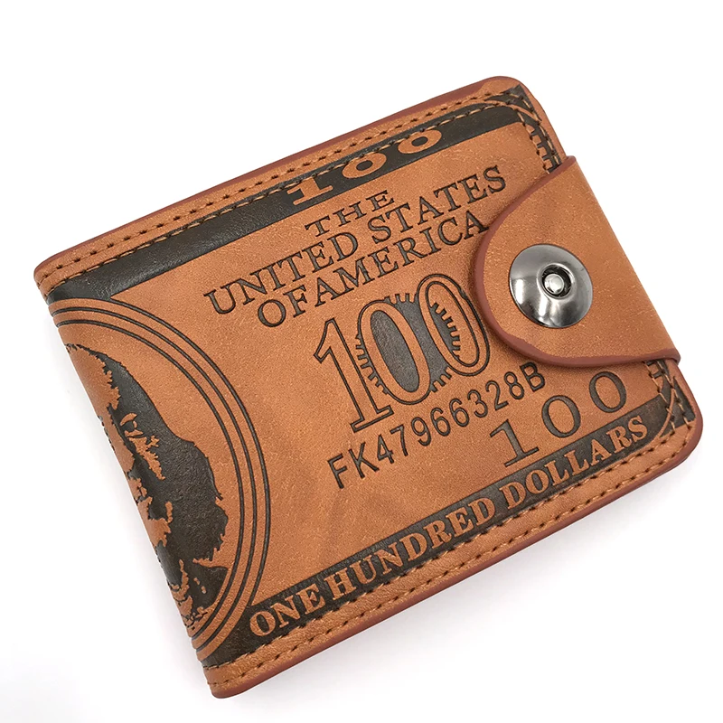 

New Fashion Dollar Price Pattern Designer Men's Wallets Casual Credit Card Holder Purse Wallet for Male Boy