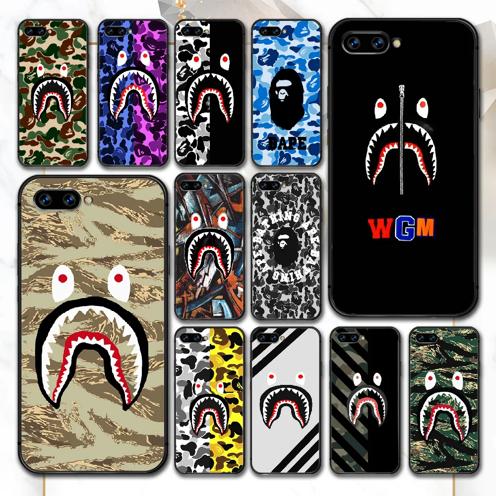 

Cool Brand Bape Shark Phone Case For Huawei Honor 6A 7A 7C 8 8A 8X 9 9X 10 10i 20 Lite Pro Play black Cover Pretty Cell Soft