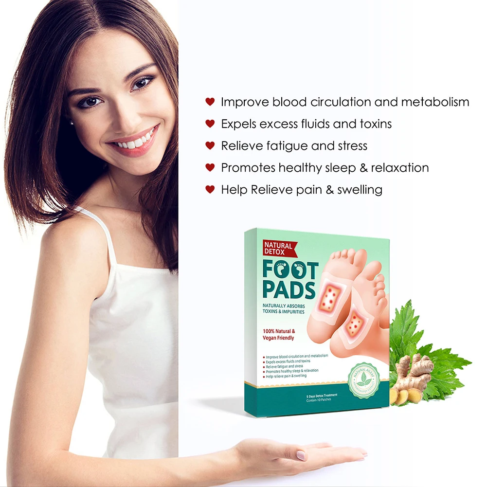 

10 Pcs/set Soothe Foot Pads All Natural Feet Patches Cleanse Relieve Pain Sleep Eliminate Odor Feet Skin Care
