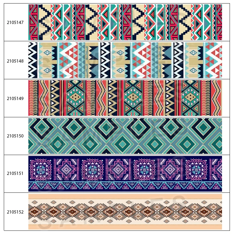 

New Aztec Pattern Flowers Printed Grosgrain,satin Ribbon Hair Accessories 50 Yards