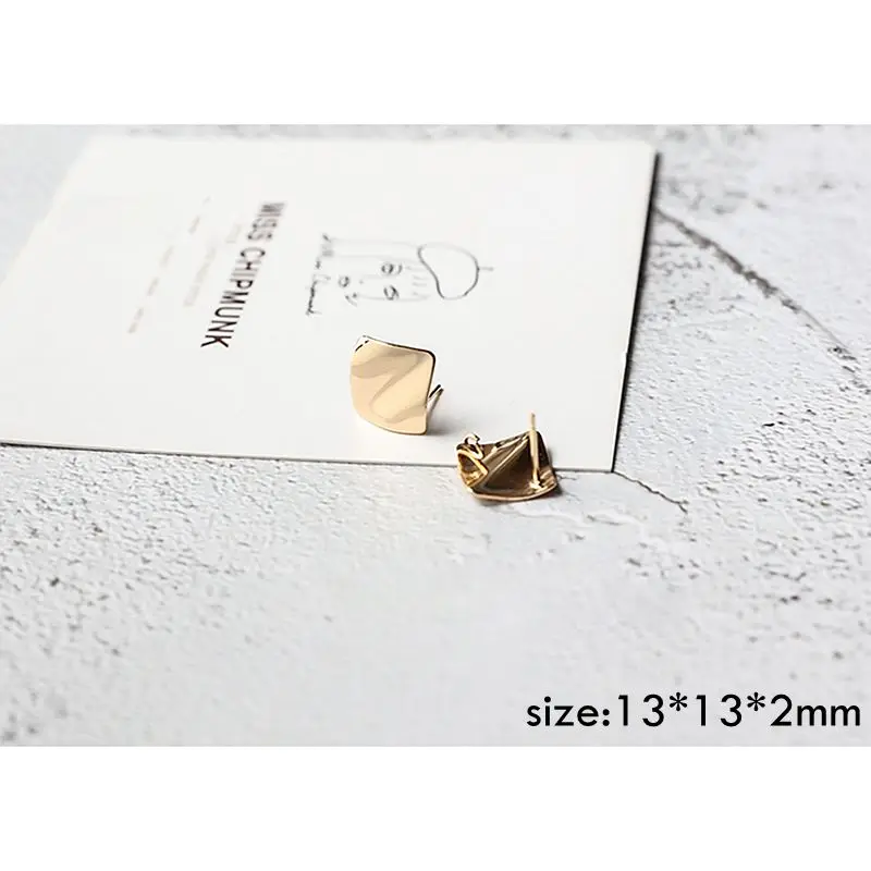 3 Color-protected copper Stud earring DIY Jewelry accessories handmade material ring square curved oval large geometry 6pcs - Цвет: 3