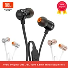 Проводные наушники JBL T290 3,5 мм, Спортивная стереогарнитура TUNE 290 с чистыми басами для музыки, 1-кнопочный пульт дистанционного управления, гарнитура с микрофоном