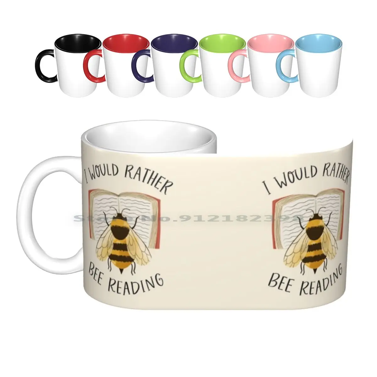 

I Would Rather Bee Reading Ceramic Mugs Coffee Cups Milk Tea Mug Bee Bees Book Books Reading Bookish Cute Honeybee Bookworm