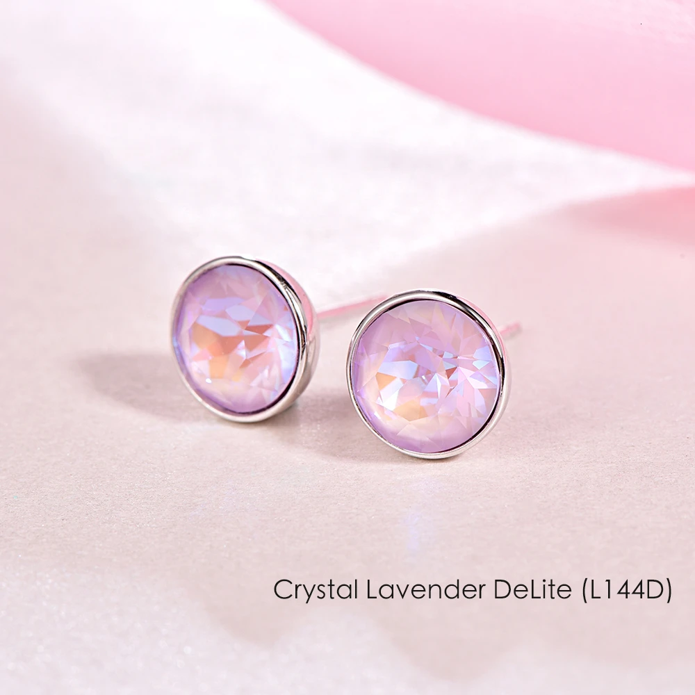 Серьги с кристаллами Swarovski, серьги из стерлингового серебра, круглые серьги для женщин, модные серьги-гвоздики, свадебные ювелирные изделия для офиса - Окраска металла: Crystal 144D