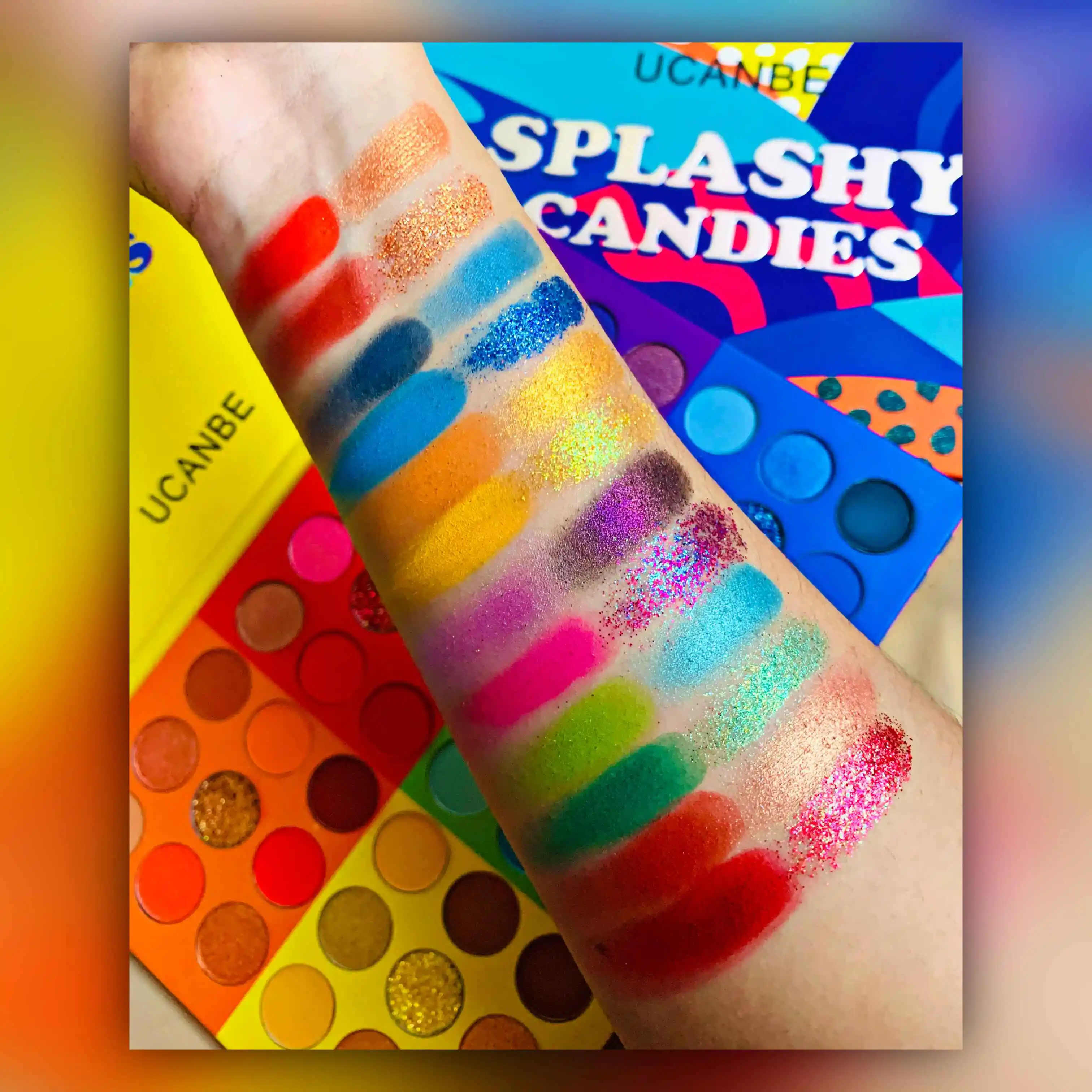 

6 in 1 Splashy Candies 54 Colors Eye Shadow Palette Vivid Summer Look Eyes Makeup Glitter Shimmer Matte Eyeshadow Powder