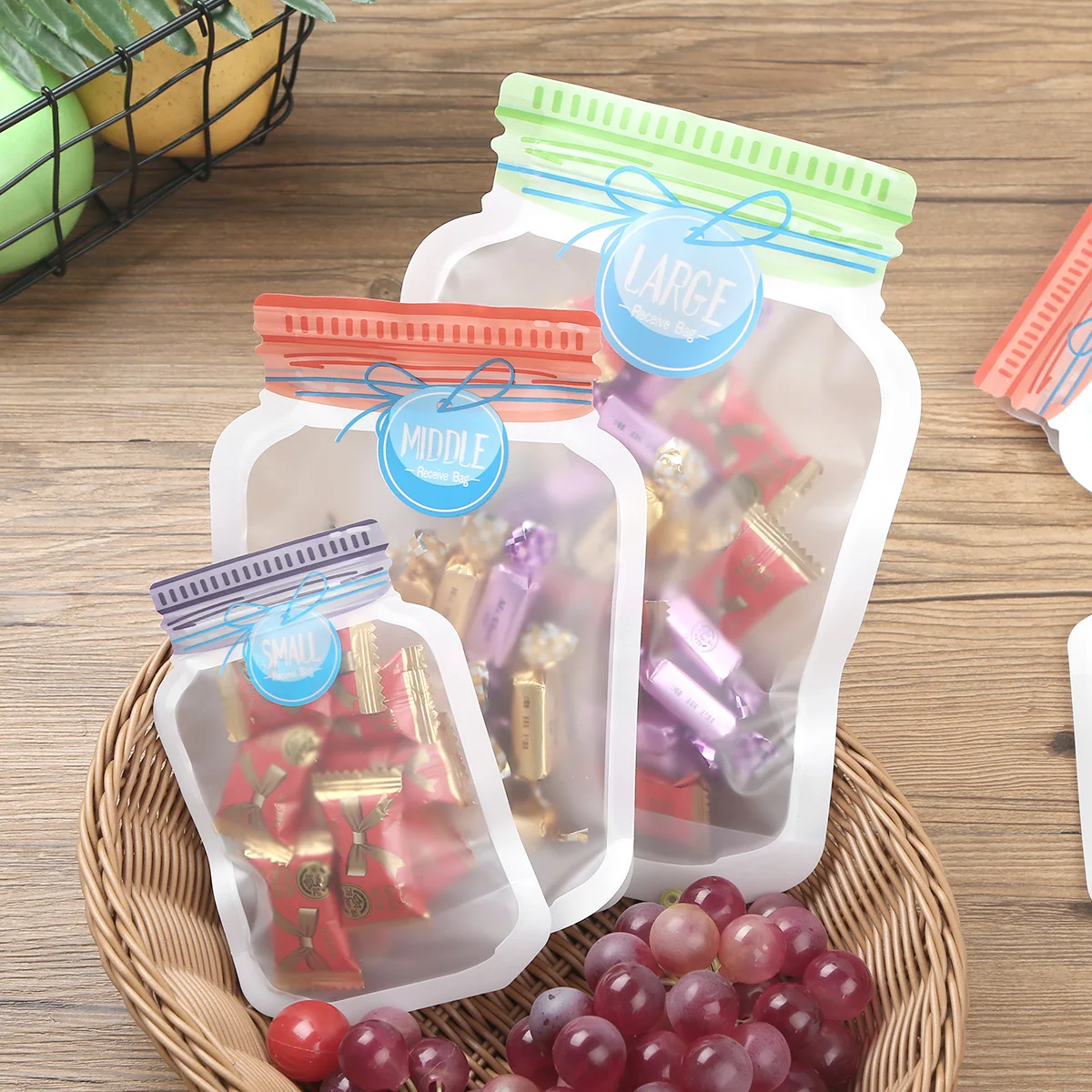 Многоразовые герметичные пакеты на молнии складная банка мешочек для хранения в