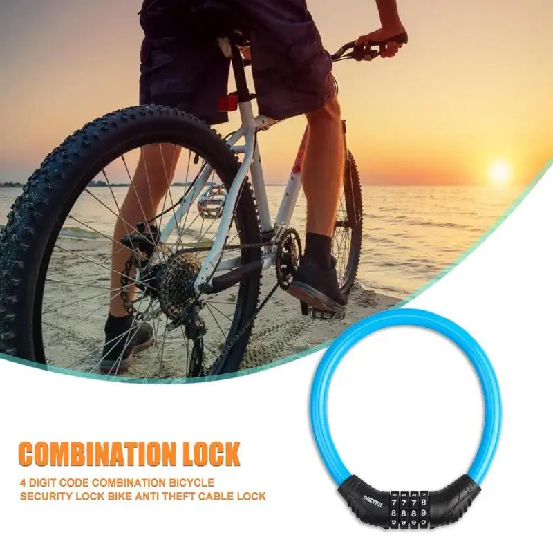 4-Digit Password Bicycle Code Lock Mountain Bike Portable Security Anti-theft Cable Steel Wire Accessories | Спорт и развлечения