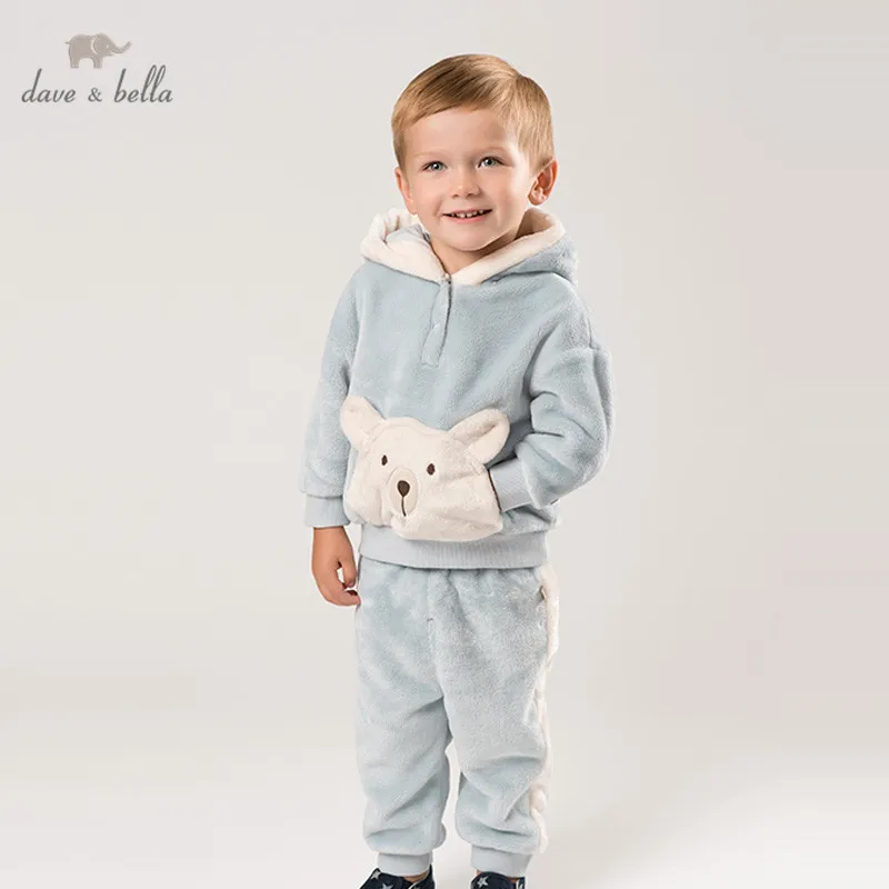 DBM12323 dave bella/пижамный комплект; детская зимняя Домашняя одежда унисекс для маленьких детей; костюм для сна с длинными рукавами и принтом