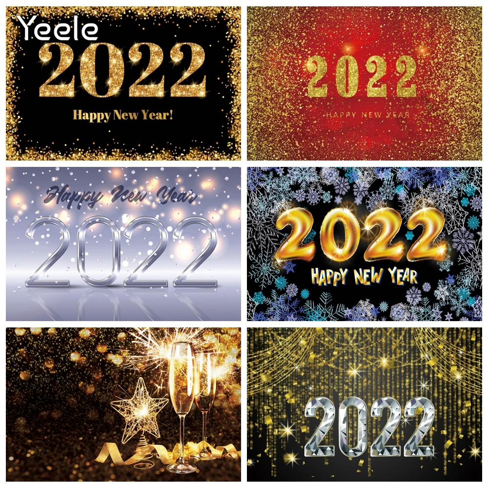 

Yeele 2022 Happy Новый год блестит воздушные шары фон для фотосъемки с изображением фотографические украшения Фоны Фотофон для студийной съемки