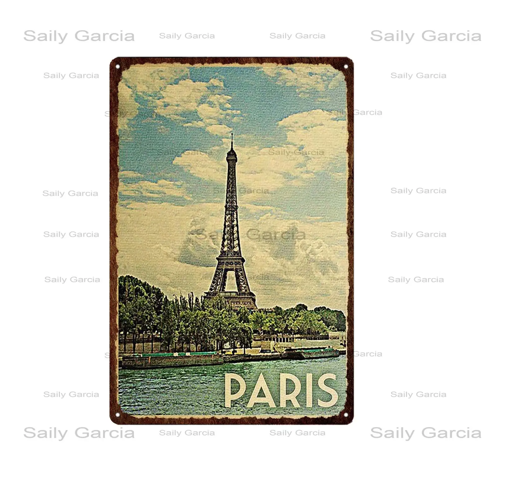 

Retro City Paris Grece New York London Seaside Tin Sign Metal Sign Metal Plates Poster House Decor Wall Art Wall Stickers