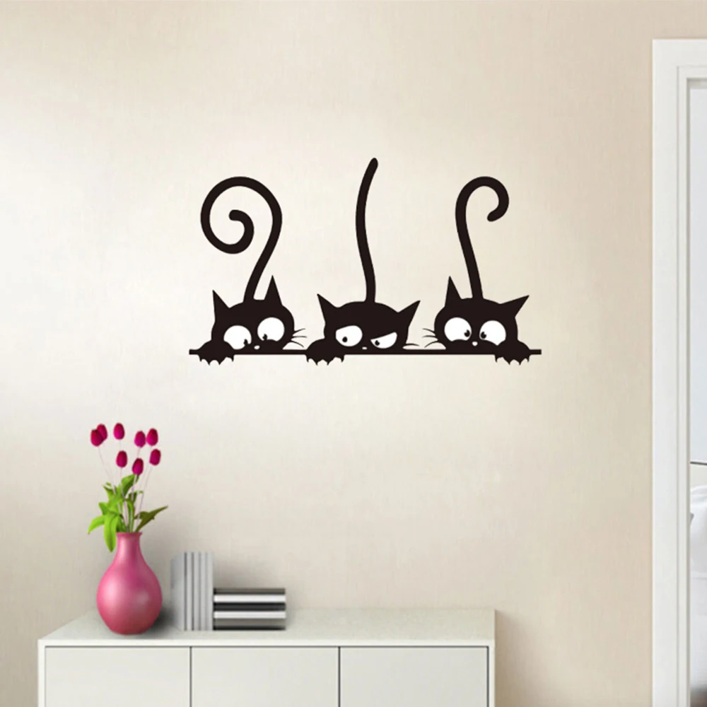 Наклейки на стену три черных кота 30 х20 см 2 шт.