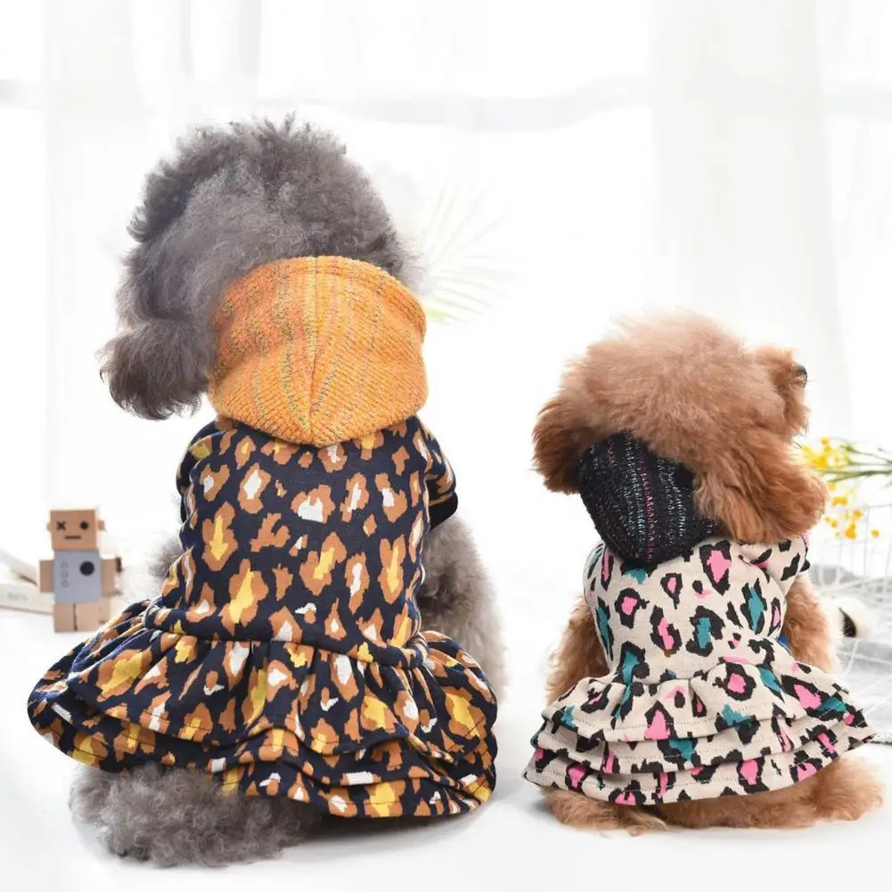 

New Winter Pet Skirt Leopard Point Pattern Dress-up Soft Texture Warm Pet Dog Cats Dress Clothes Costume