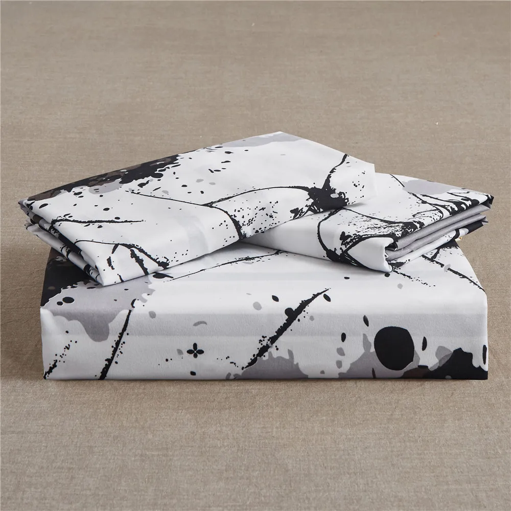 

Ink Personality Bedspread Bedroom Bedding Comfortable Black &White Printed Duvet Cover (2/3 Piece Set) Single Double Super Large