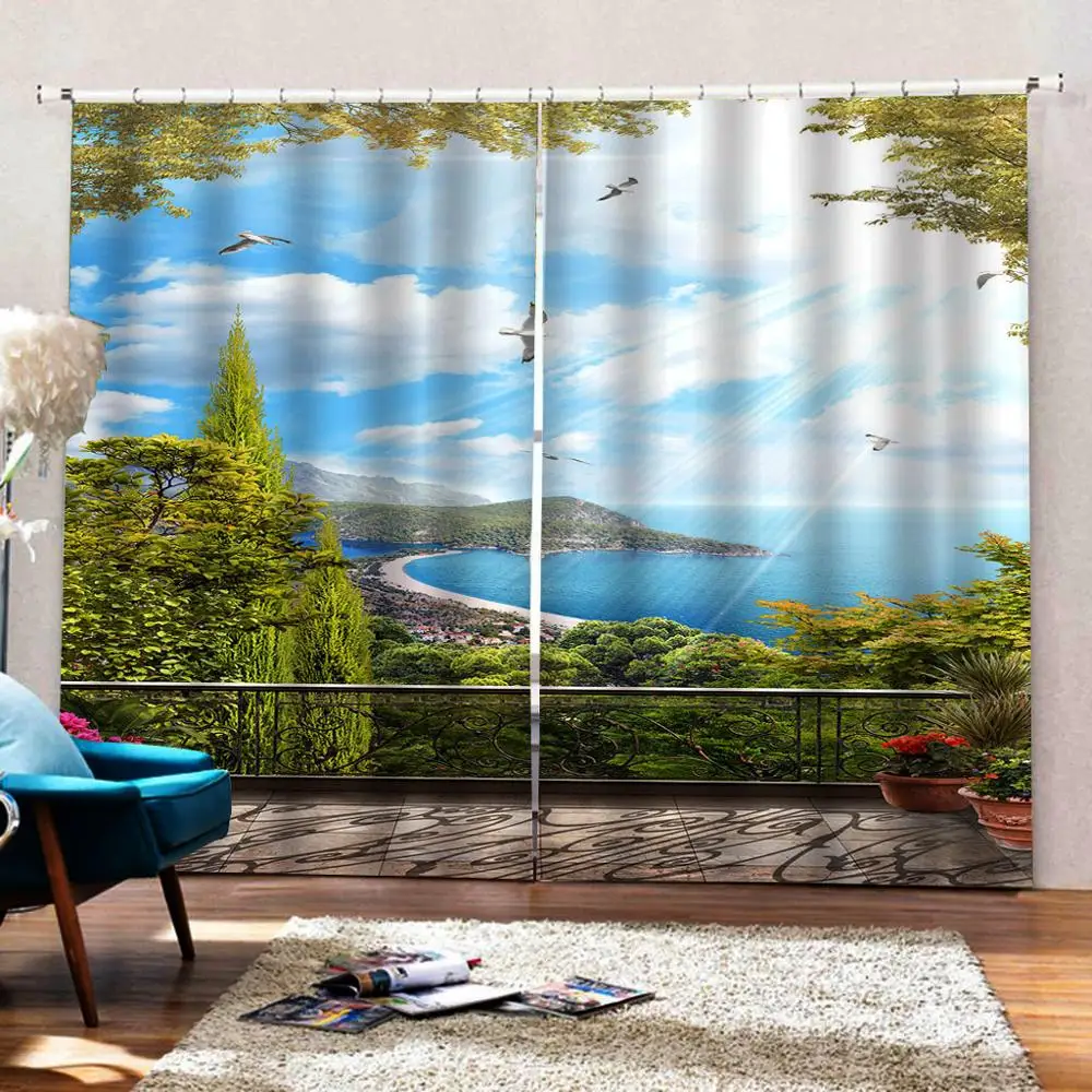 Шторы с изображением голубого неба роскошные затемняющие 3D окна занавески для
