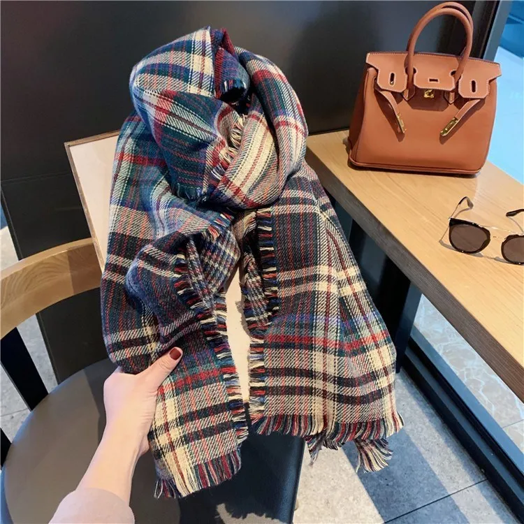 

2021 New Scarf Women's Autumn and Winter Imitation Cashmere Thickened Warmth and Color Matching Women's Winter Shawl Scarf