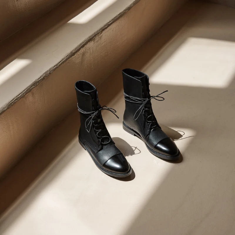 Прямая поставка женский сапоги до середины икры из натуральной кожи длина