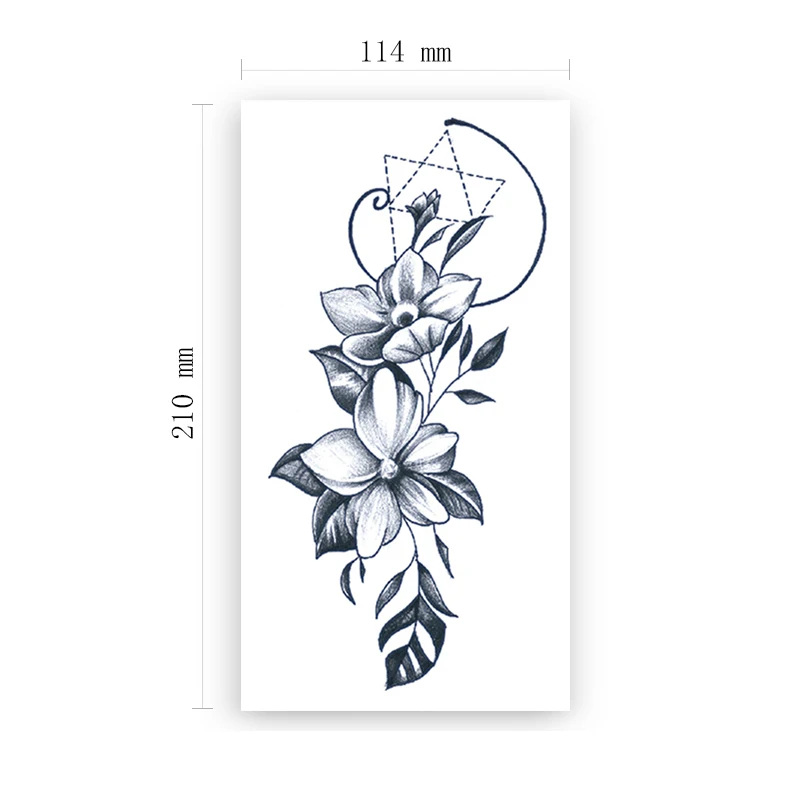 

Temporary Tattoo Stickers Simplicity Cherry Blossom Geometry Fake Tattoos Waterproof Tatoos Back Leg Arm Large Size Women Girl
