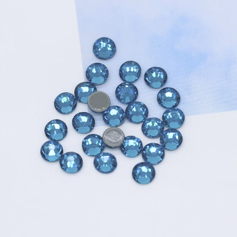 capri blue 144p 5A SS12-ss30 41-Цвета гладить на Стразы с прямой основой с украшением в виде кристаллов Стразы с плоской задней частью, горячая фиксация, супер яркие Стразы Стекло камень для одежды ремесло - Цвет: capri blue