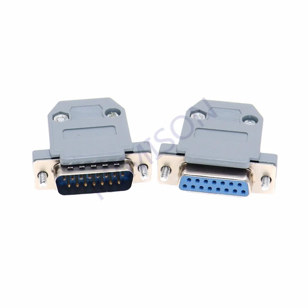 10PCS RS232 DB15 15 Pin Female Male 2-Row Solder Type D-SUB Connector Plug with Plastic Assembly Shell Cover image 4
