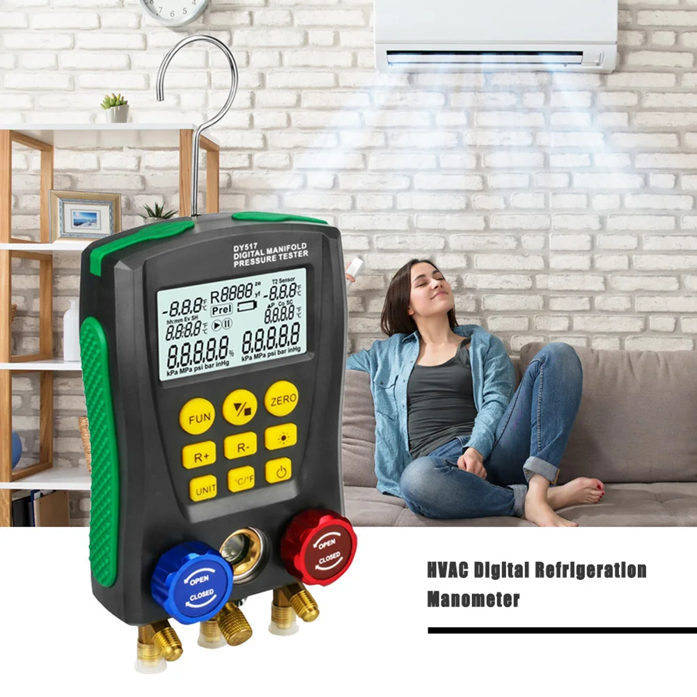 Цифровой манометр HVAC вакуумное давление температура утечки тестер метр HVAC температура тестер