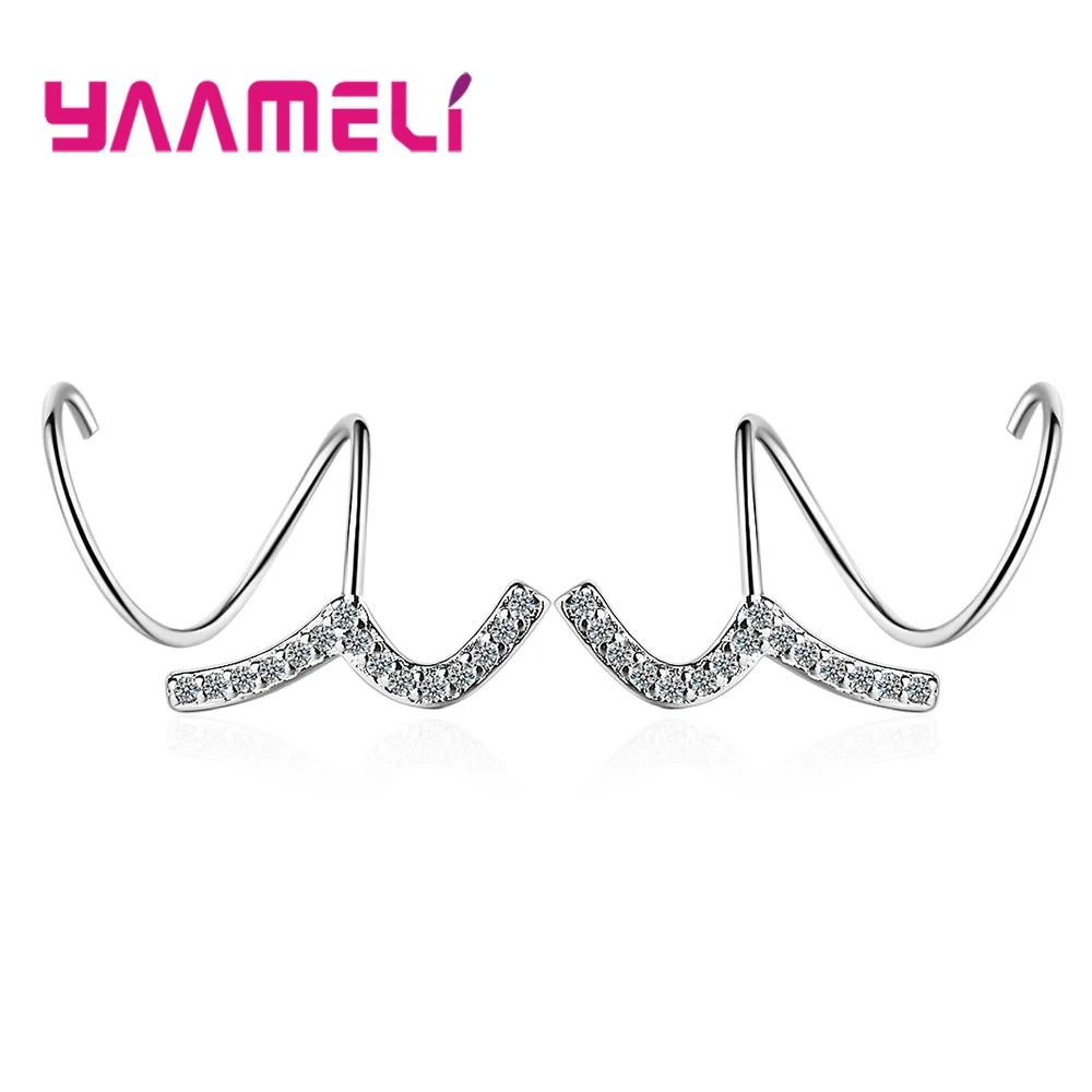 

New Hot 925 Sterling Silver Wave Earrings For Women oorbellen Stud Earrings Girls Fashion Geometric Earring pendientes mujer