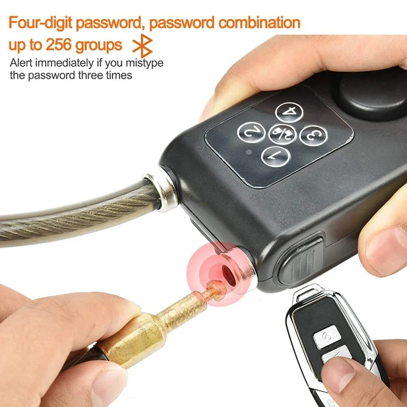 

Bike Lock Anti-theft Security Wireless Remote Control Alarm Lock 4-digit Password LED Indication Waterproof Smart Electronic