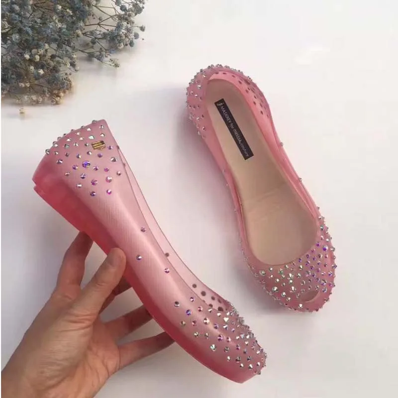 Новинка 2020 желейные Туфли Melissa тапочки со стразами женские сандалии Взрослые