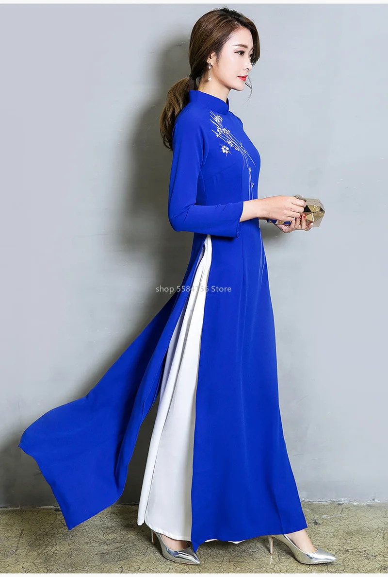 Вьетнамский Ао Дай лоскутное облегающее платье для женщин китайские