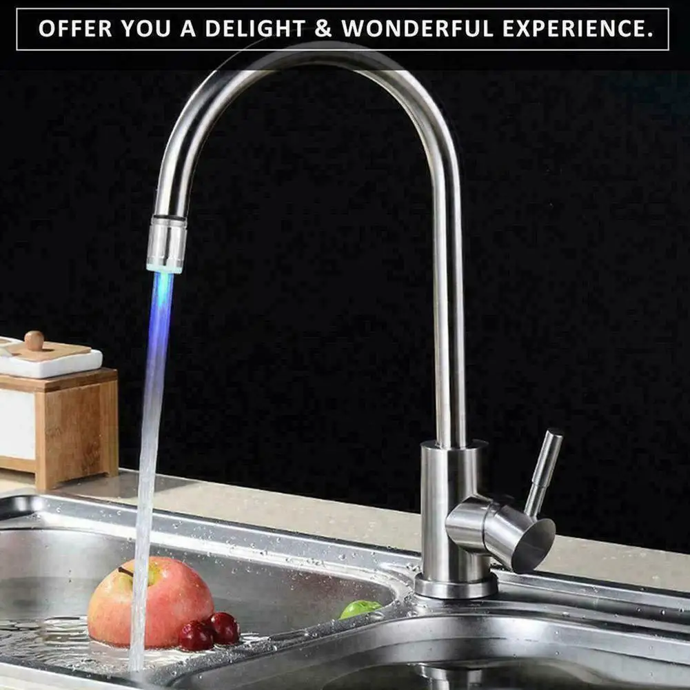 

Fashion Led Water Faucet Stream Light 7 Colors Change Sensor Glow Shower Tap Pressure Accessory Kitchen Head Kitchen W1Z5
