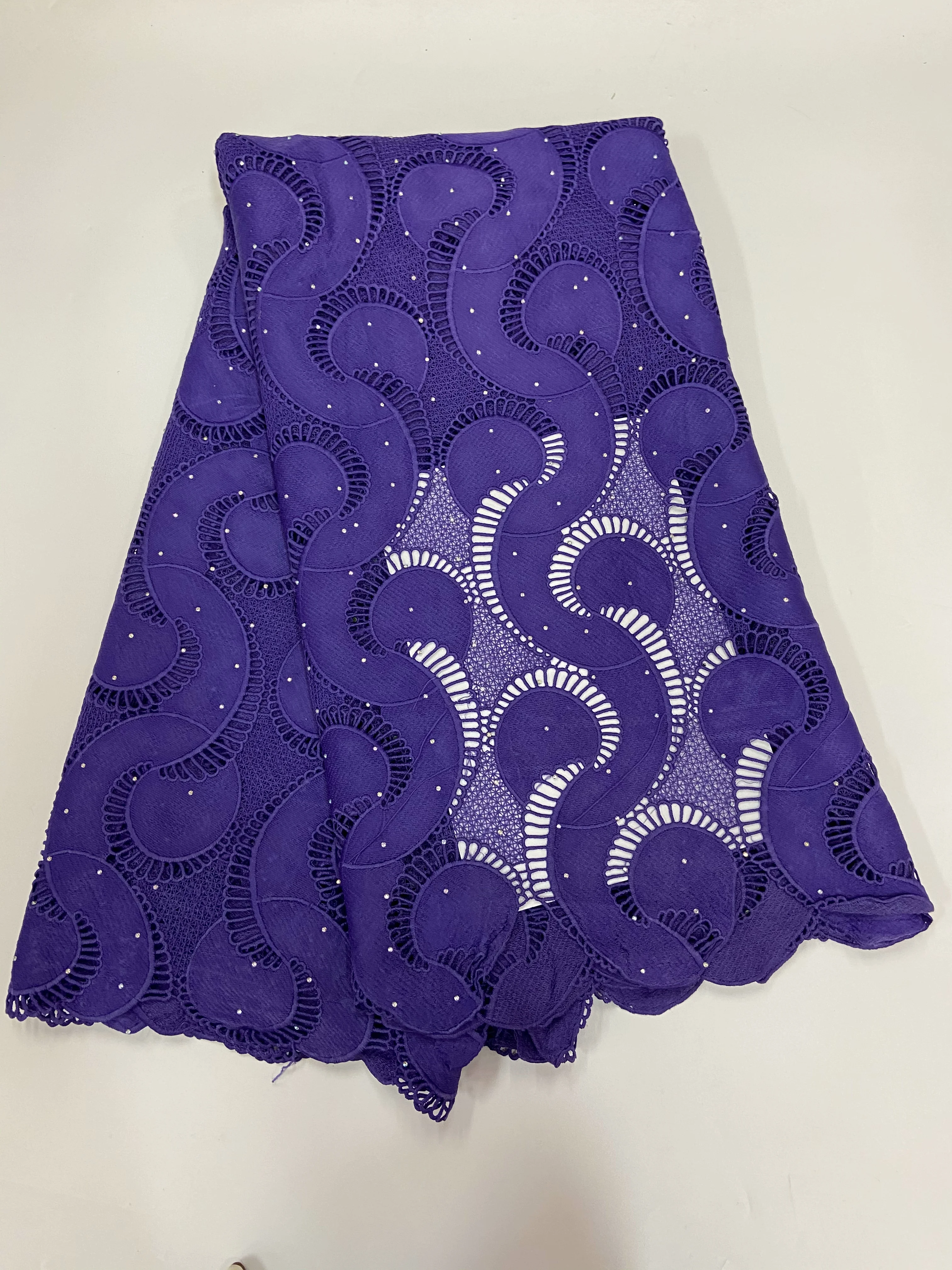 

Exquisite Royal Purple Cord Guipure Lace Nigerian African Asoebi Fabric For Party Dress Sewing